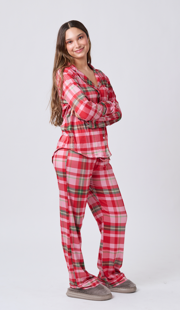 Pink Plaid Mujer